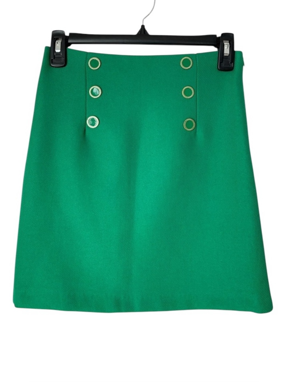 KAROL Basic Sailor Button Knit Mini Skirt Kelly Green- Women's Size XS